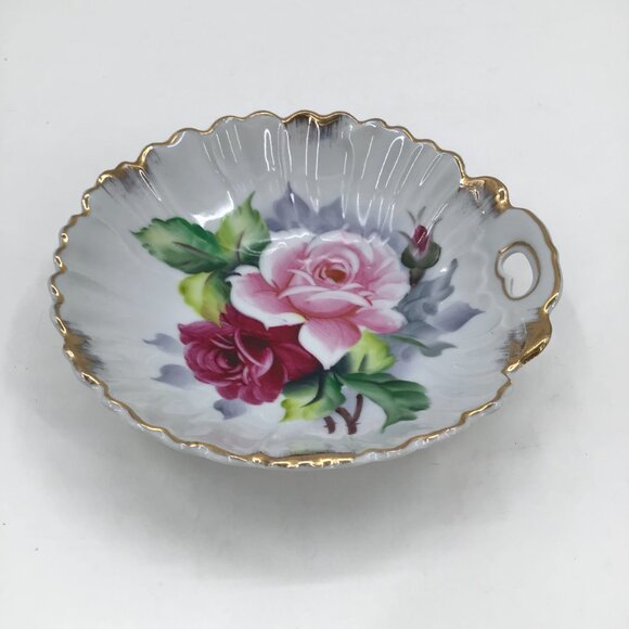 VTG Lefton Candy Dish Hand Painted Trinket Mid-Century Modern MCM Pink Red Gift - Picture 4 of 8